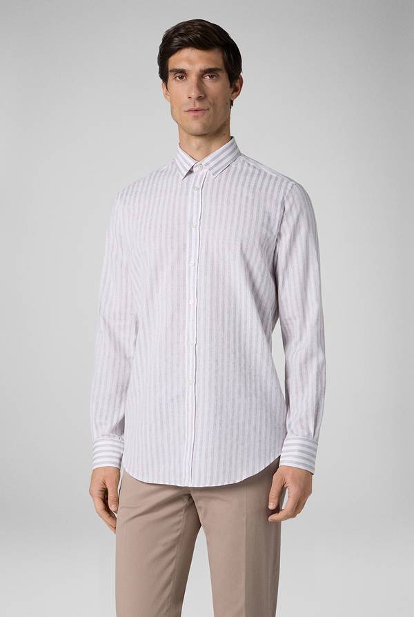 Lab. Pal Zileri Camicia A Macro Righe Bianche E Azzurre