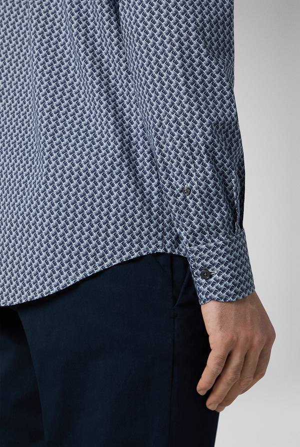 Lab. Pal Zileri Camicia In Cotone Stampato Nei Toni Del Blu