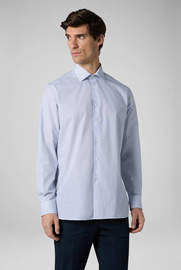 Lab. Pal Zileri Camicia In Puro Cotone Con Stampa Circolare