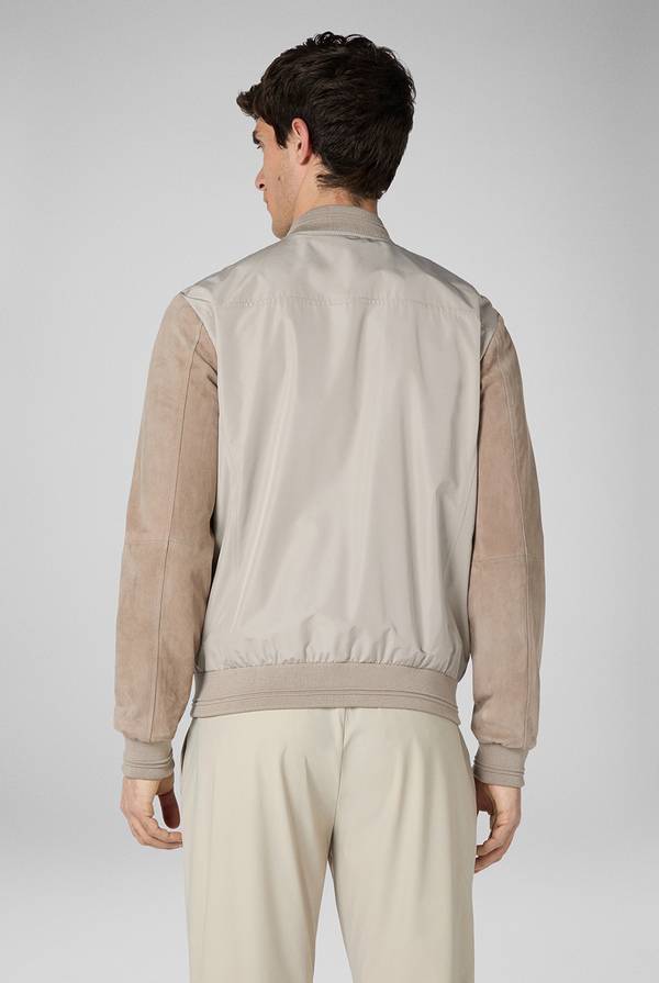 Lab. Pal Zileri Bomber Beige In Nylon E Suede