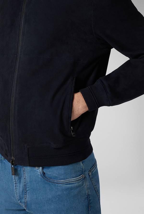 Lab. Pal Zileri Bomber In Suede Blu Navy