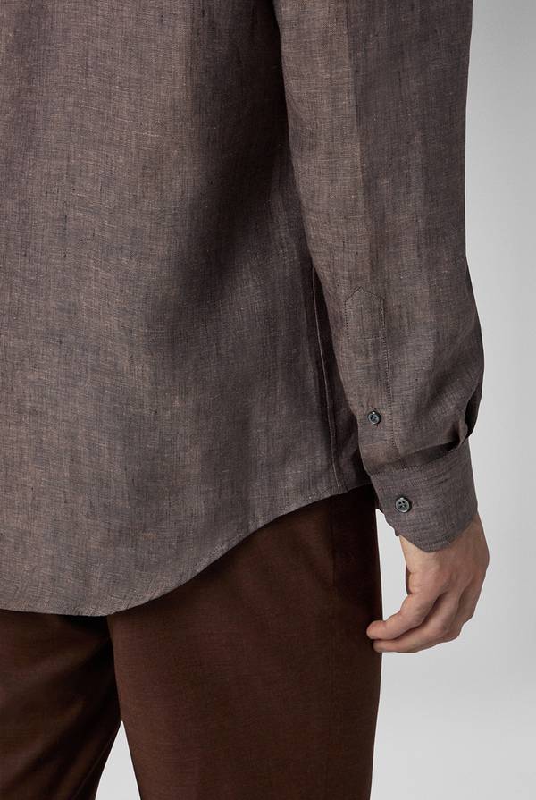 Lab. Pal Zileri Camicia In Lino Marrone