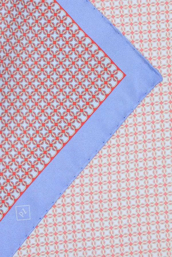 Lab. Pal Zileri Pochette In Seta Stampata Con Piping A Contrasto