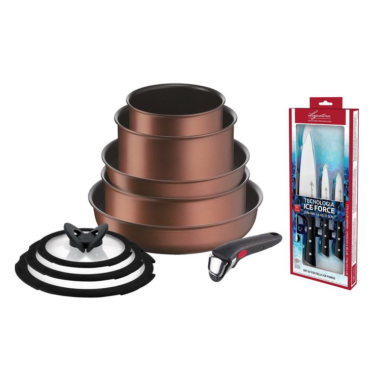 Lagostina Set Ingenio Natura 9 pz e coltelli Iceforce 3 pz