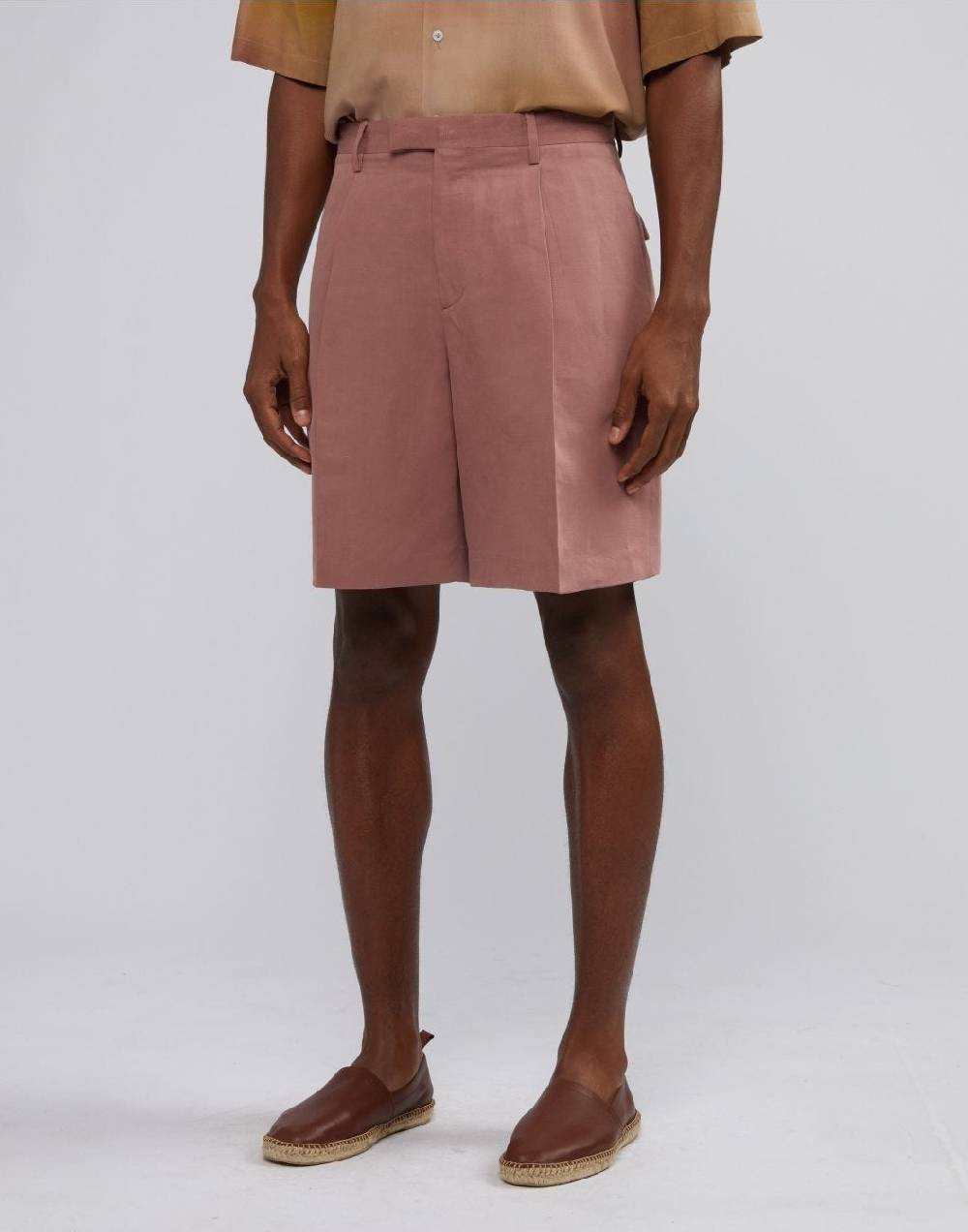 Lardini Bermuda Comfort Lungo In Lino E Micro Tencel Rosa