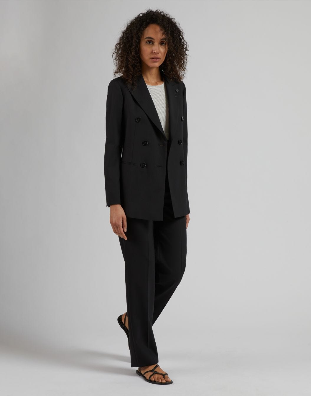 Lardini Blazer Doppiopetto Nero In Tela Di Lana Stretch