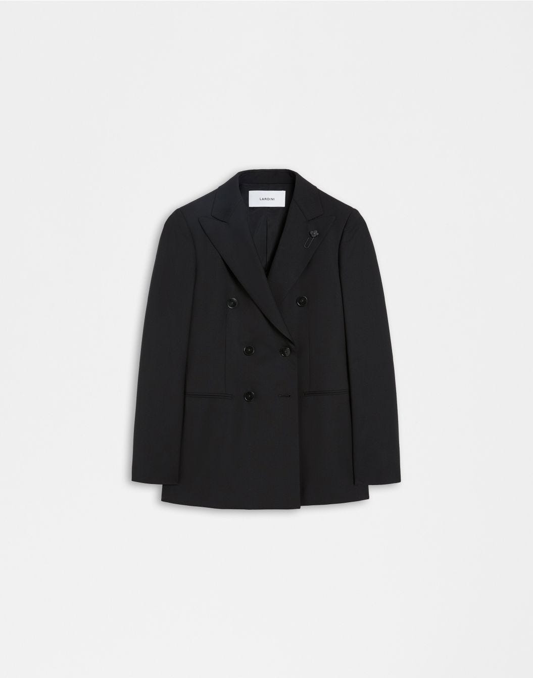 Lardini Blazer doppiopetto nero in tela di lana stretch