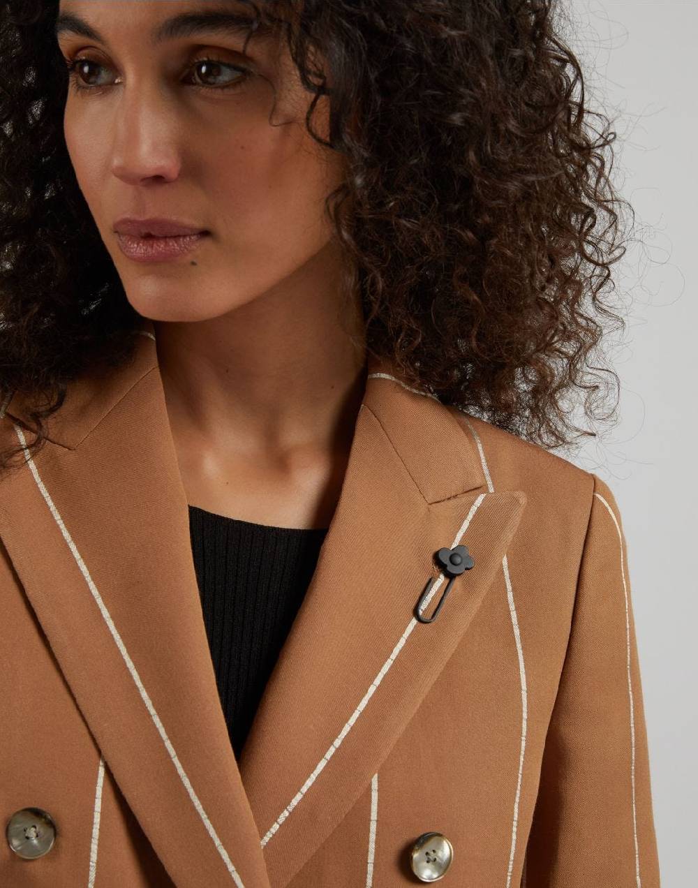 Lardini Blazer Doppiopetto Ruggine In Viscosa Gessato Largo