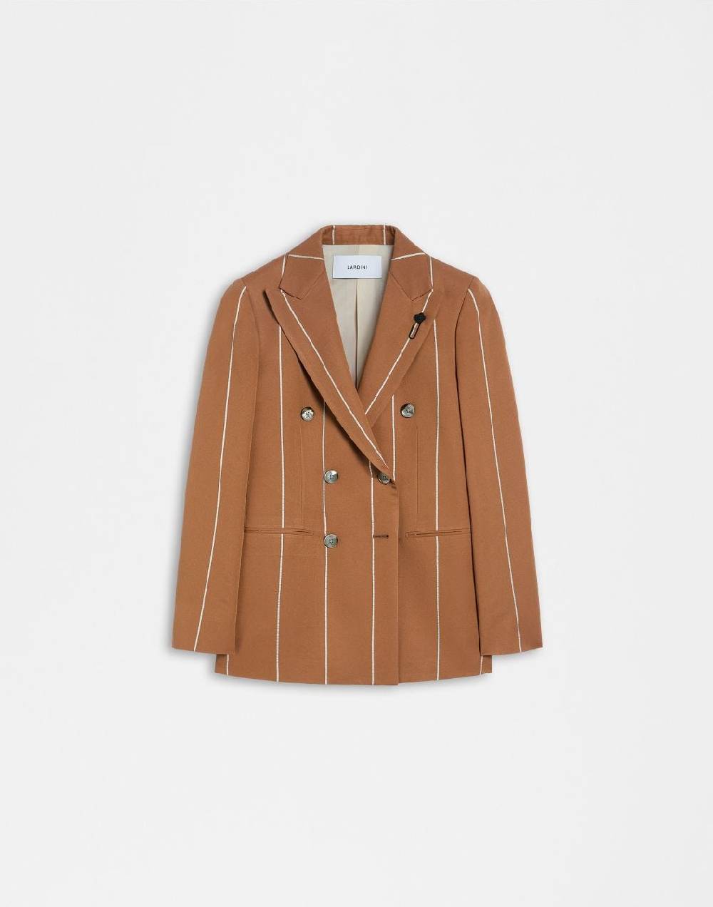 Lardini Blazer doppiopetto ruggine in viscosa gessato largo
