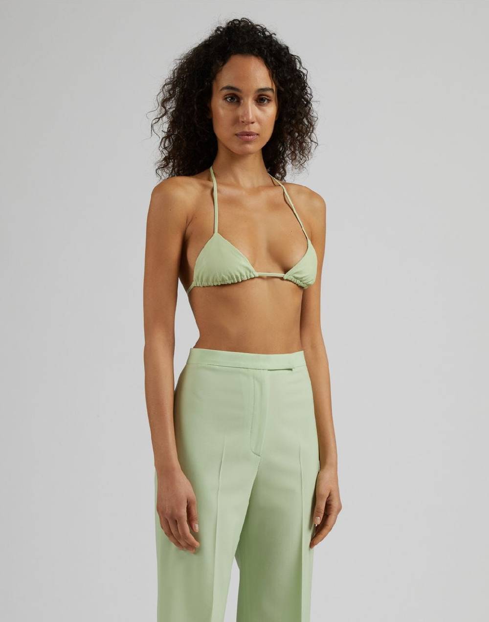 Lardini Bralette In Eco-pelle Verde Pastello Con Laccetti