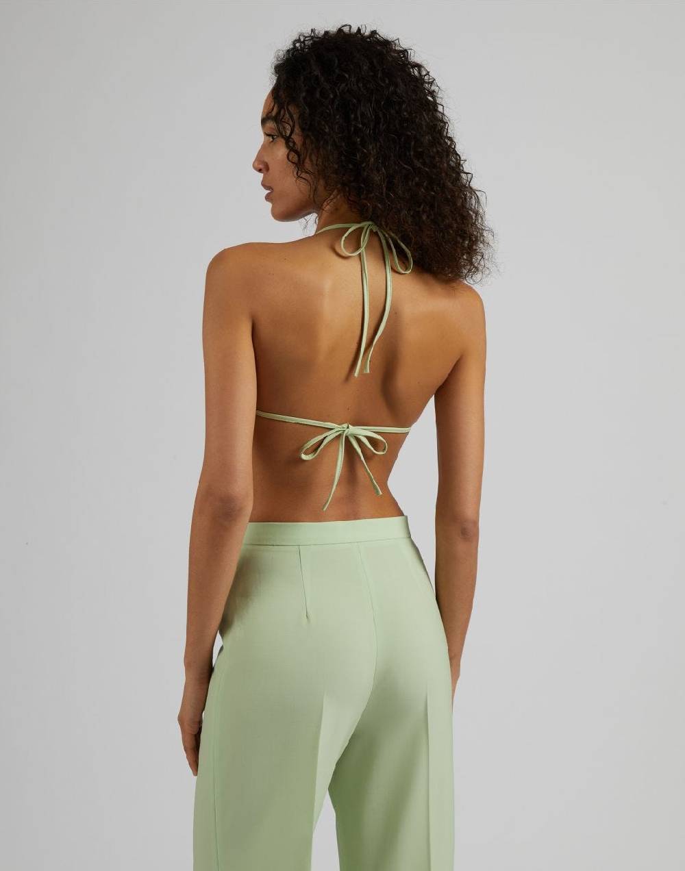 Lardini Bralette In Eco-pelle Verde Pastello Con Laccetti