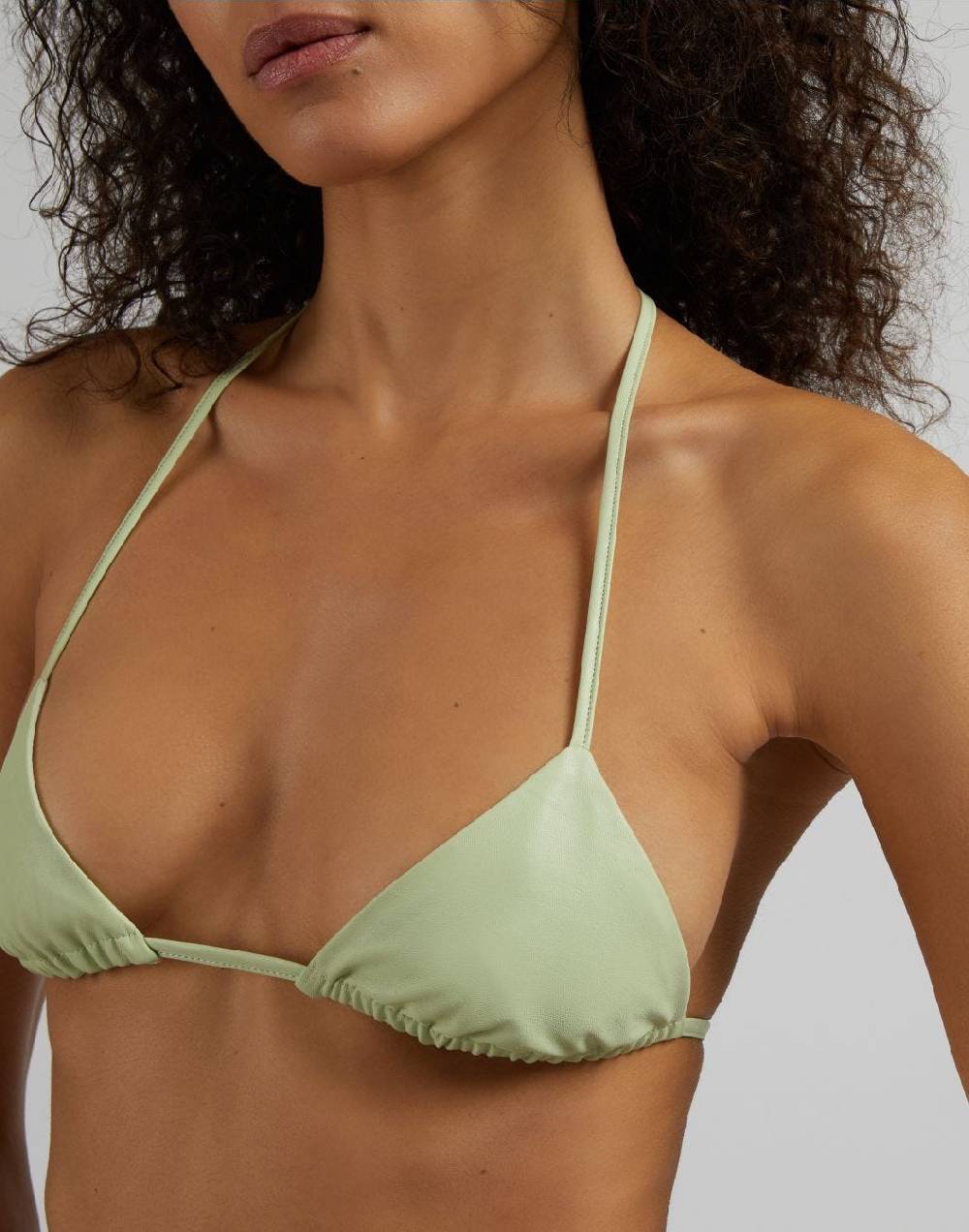 Lardini Bralette In Eco-pelle Verde Pastello Con Laccetti
