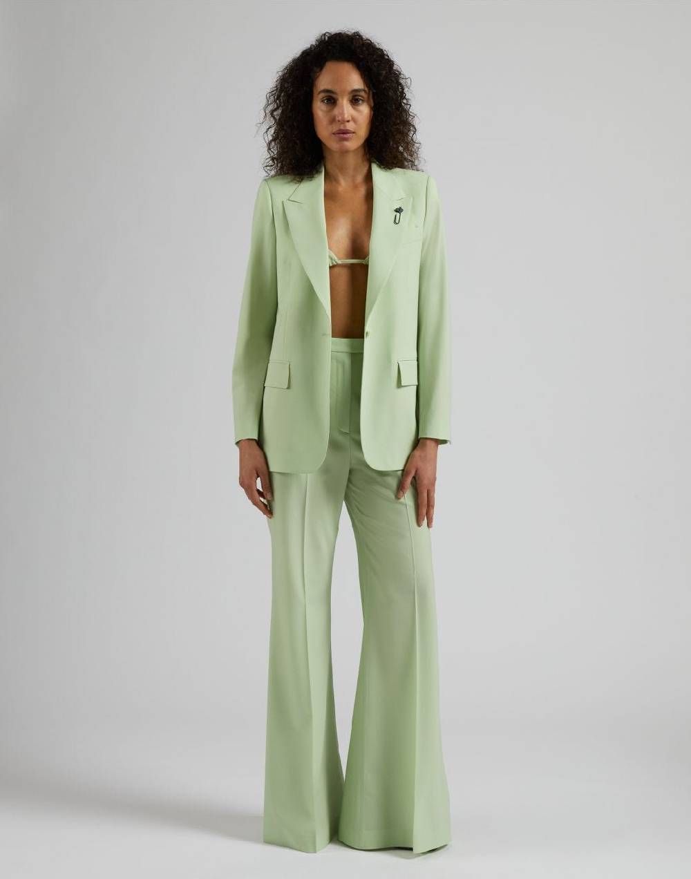 Lardini Bralette In Eco-pelle Verde Pastello Con Laccetti