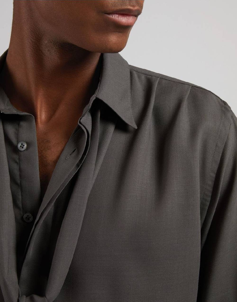 Lardini Camicia Ampia Attitude In Tessuto Vaiella Grigio