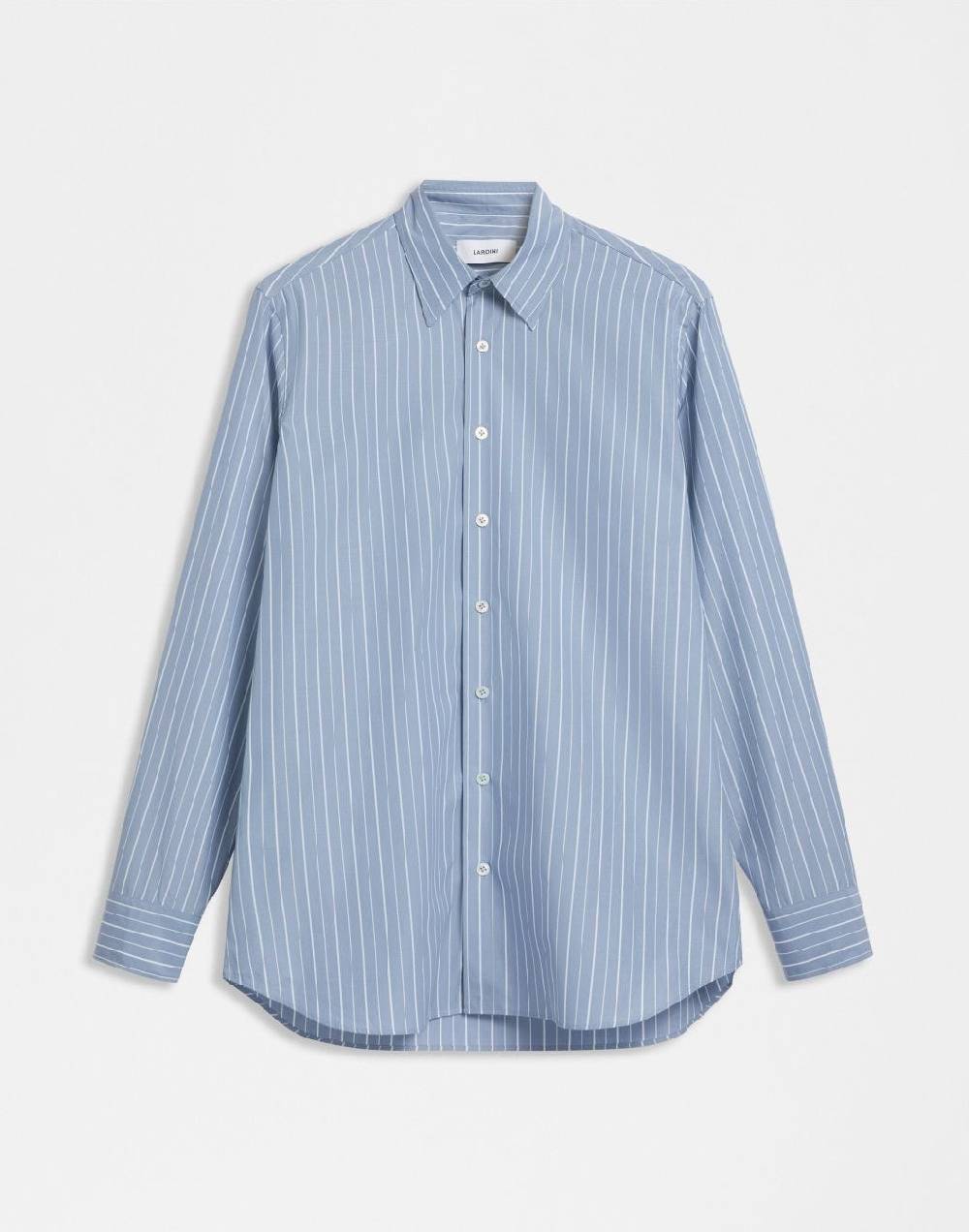 Lardini Camicia azzurra a righe in popeline di cotone compact
