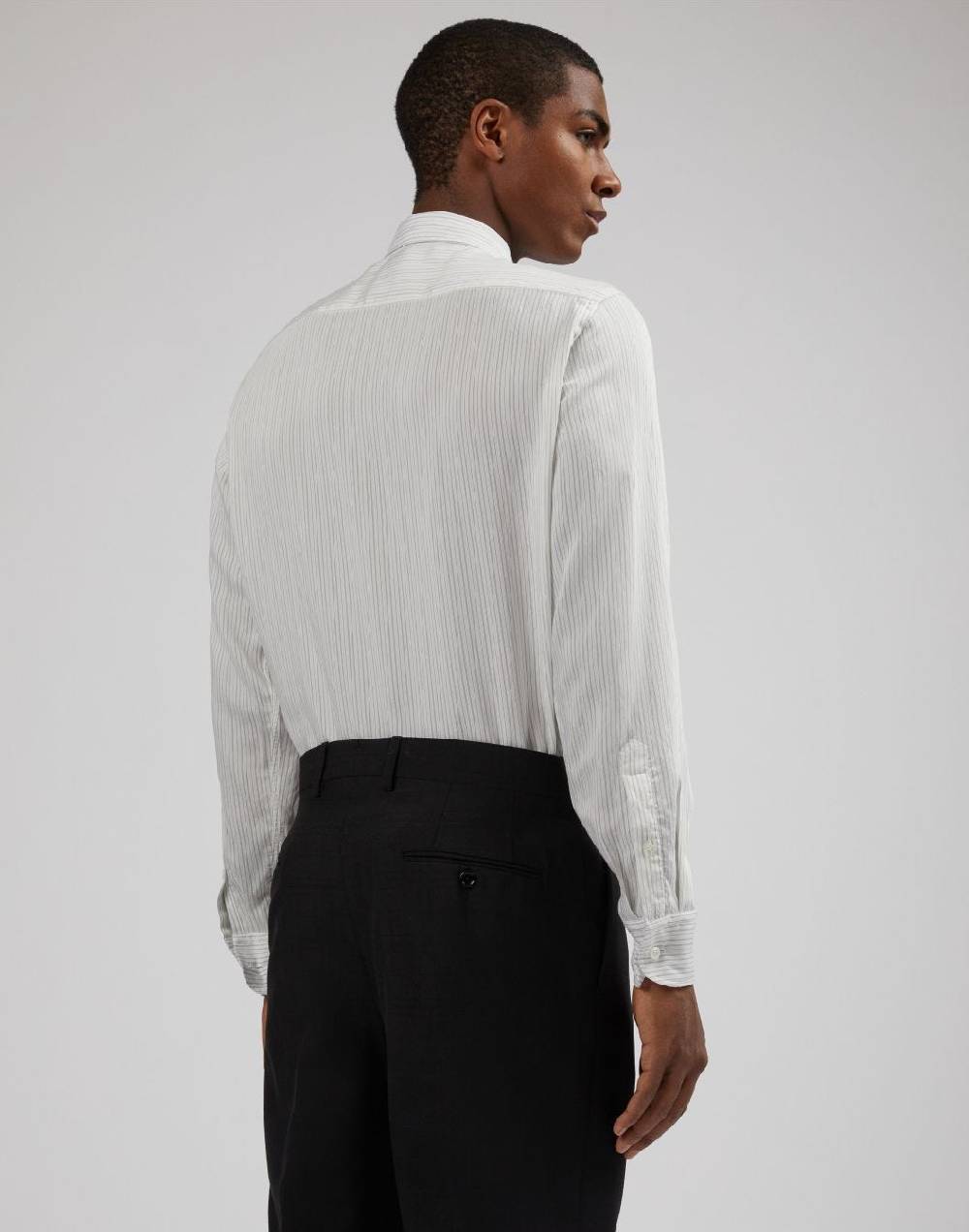 Lardini Camicia Bianca A Righe In Popeline Soft Touch