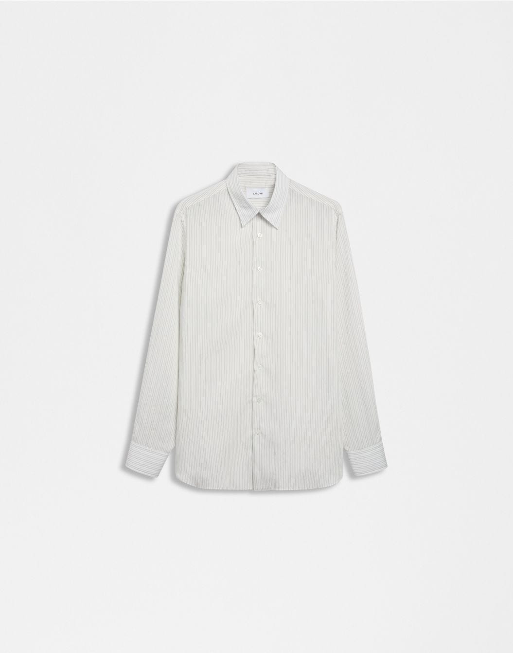 Lardini Camicia bianca a righe in popeline soft touch