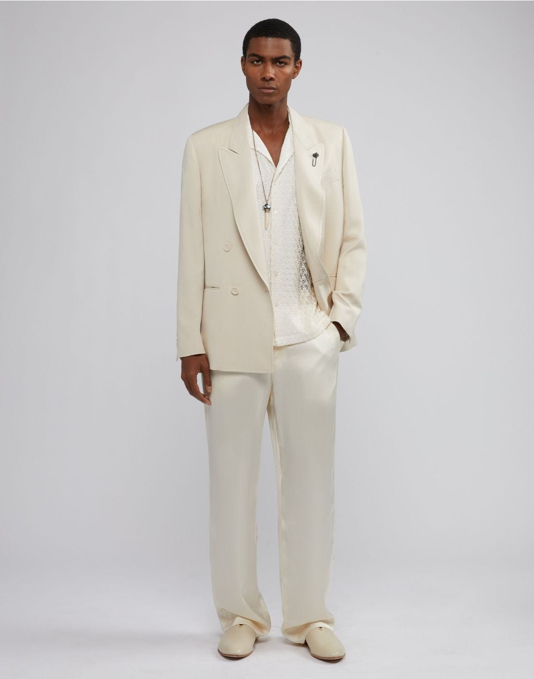 Lardini Camicia Bianca In Macramè Con Disegno Geometrico