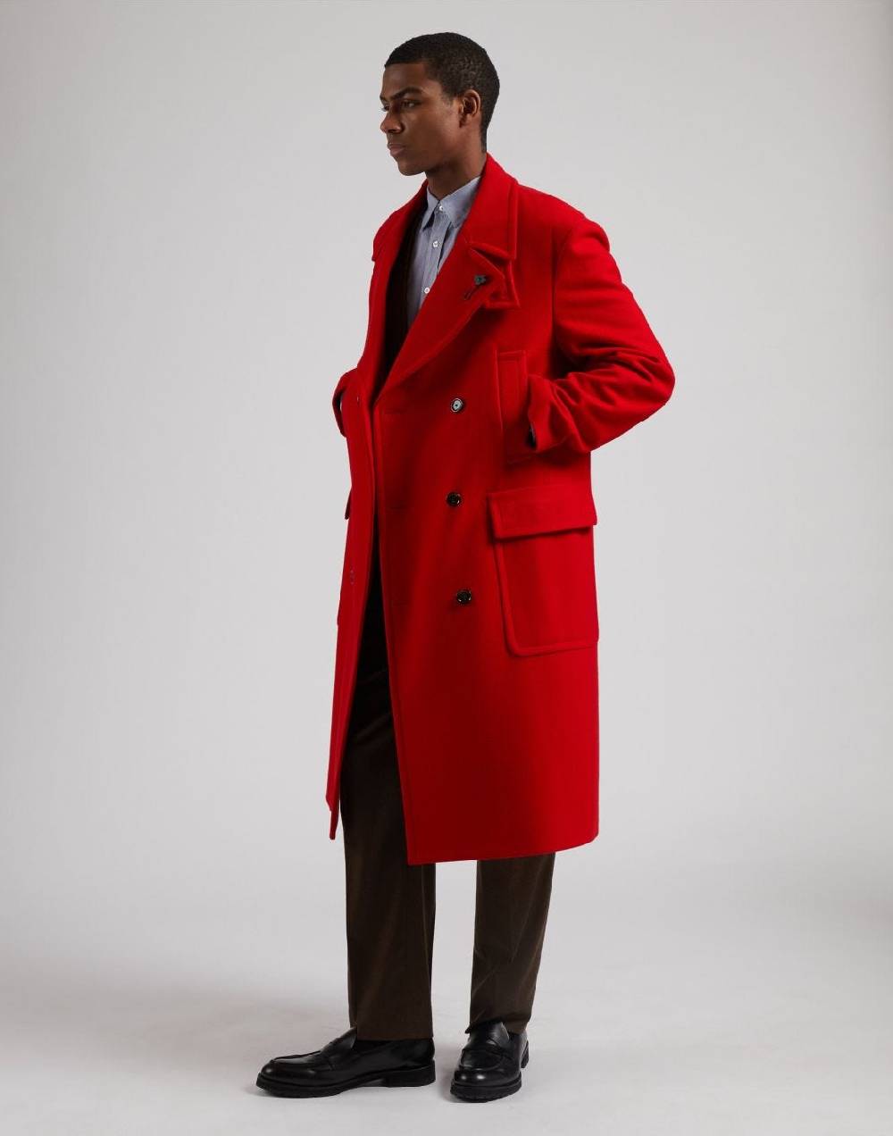 Lardini Camicia Relaxed Celeste In Twill Di Cotone Misto Lana