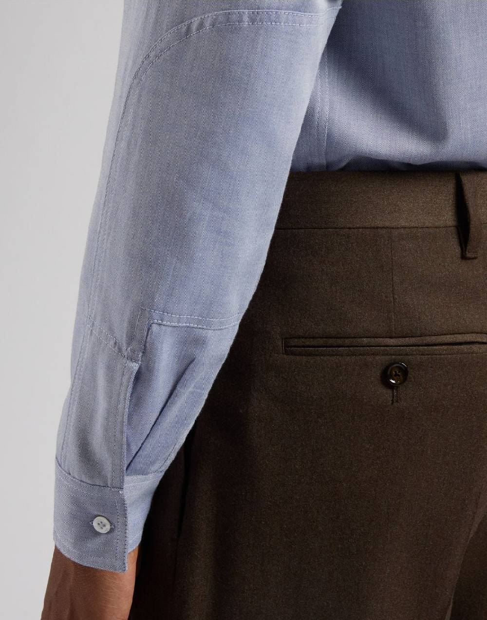 Lardini Camicia Relaxed Celeste In Twill Di Cotone Misto Lana