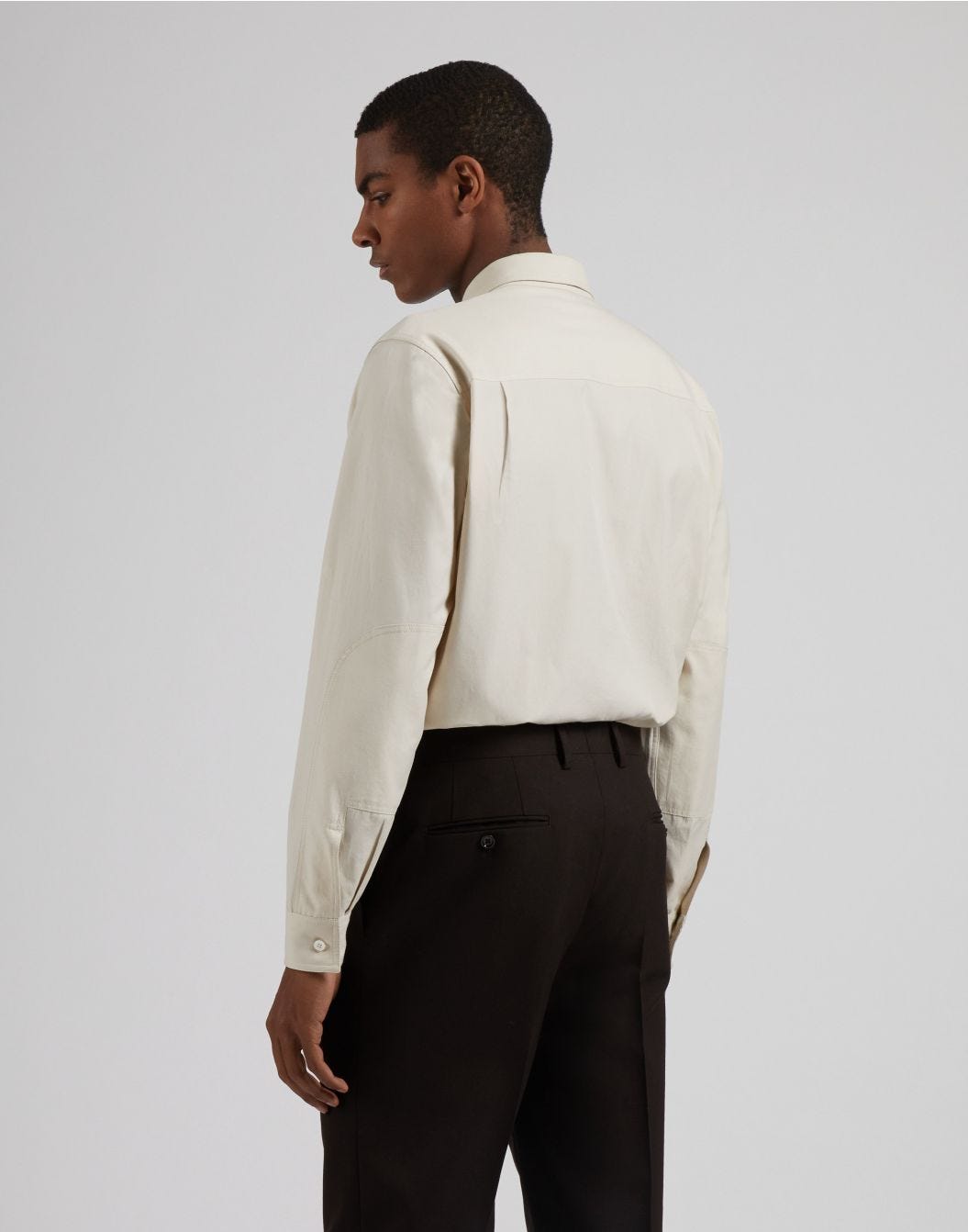 Lardini Camicia Relaxed Panna In Twill Di Cotone Washed