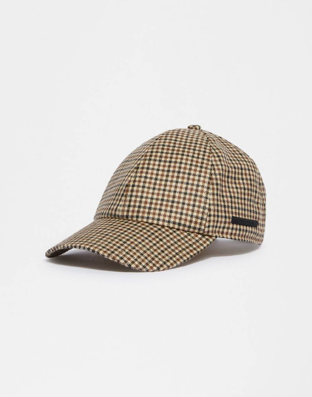 Lardini Cappello Baseball In Lana Con Disegno Damier Beige-marrone
