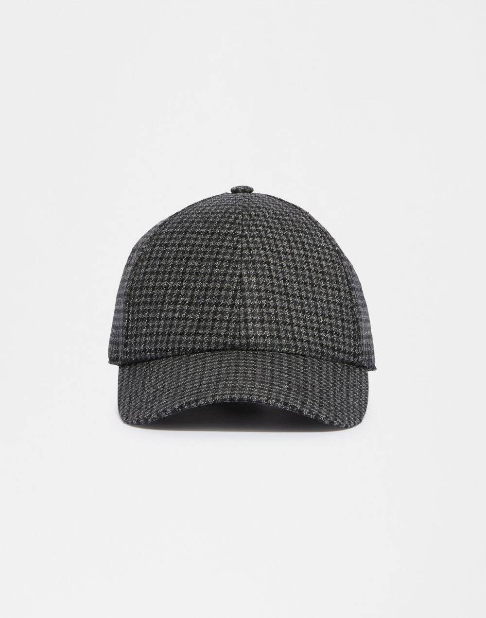 Lardini Cappello baseball in lana con disegno damier grigio-nero