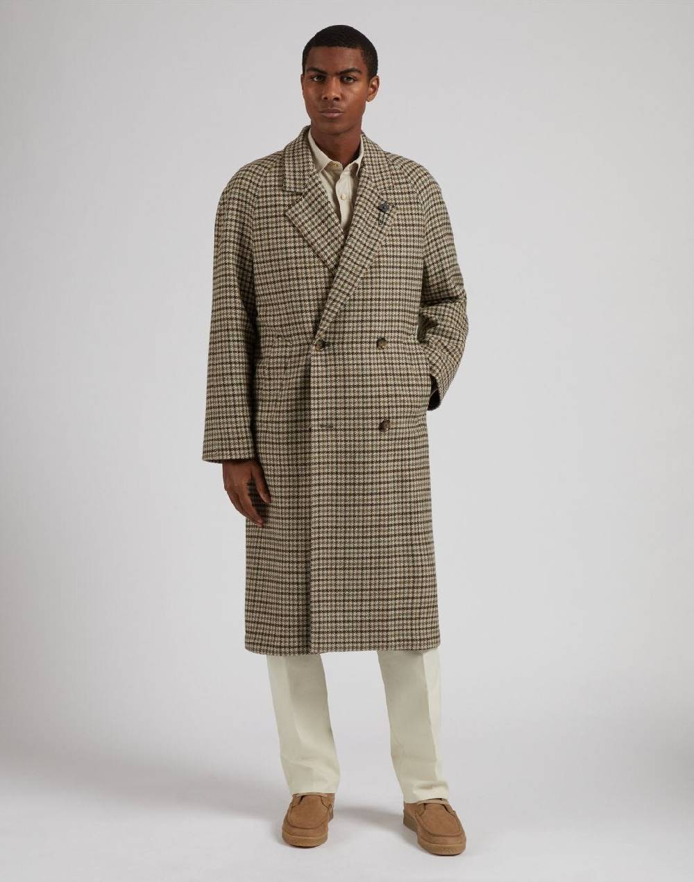 Lardini Cappotto Doppiopetto Fantasia In Lana Cashmere