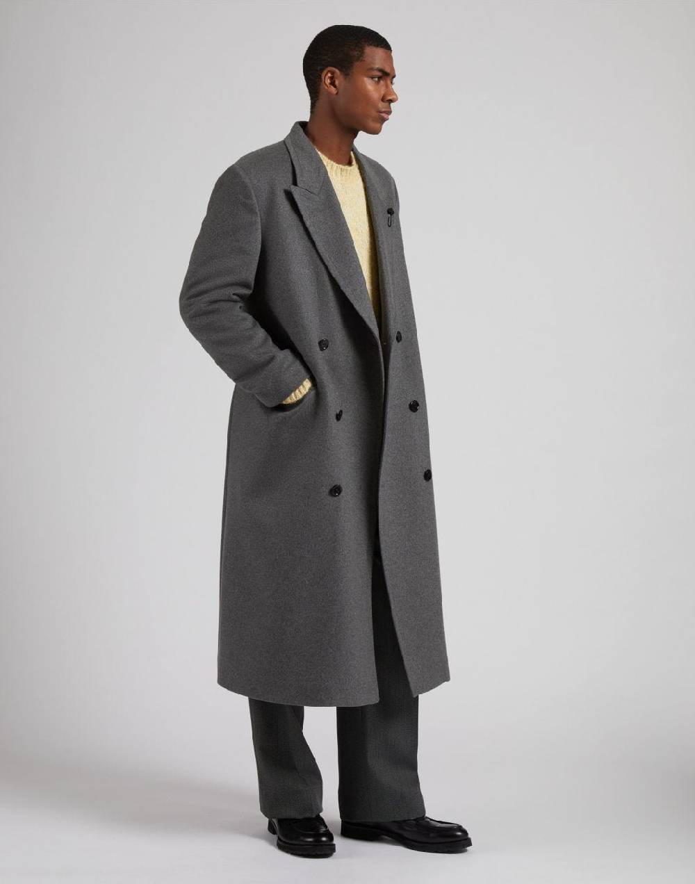 Lardini Cappotto Doppiopetto Grigio In Puro Cashmere Riciclato