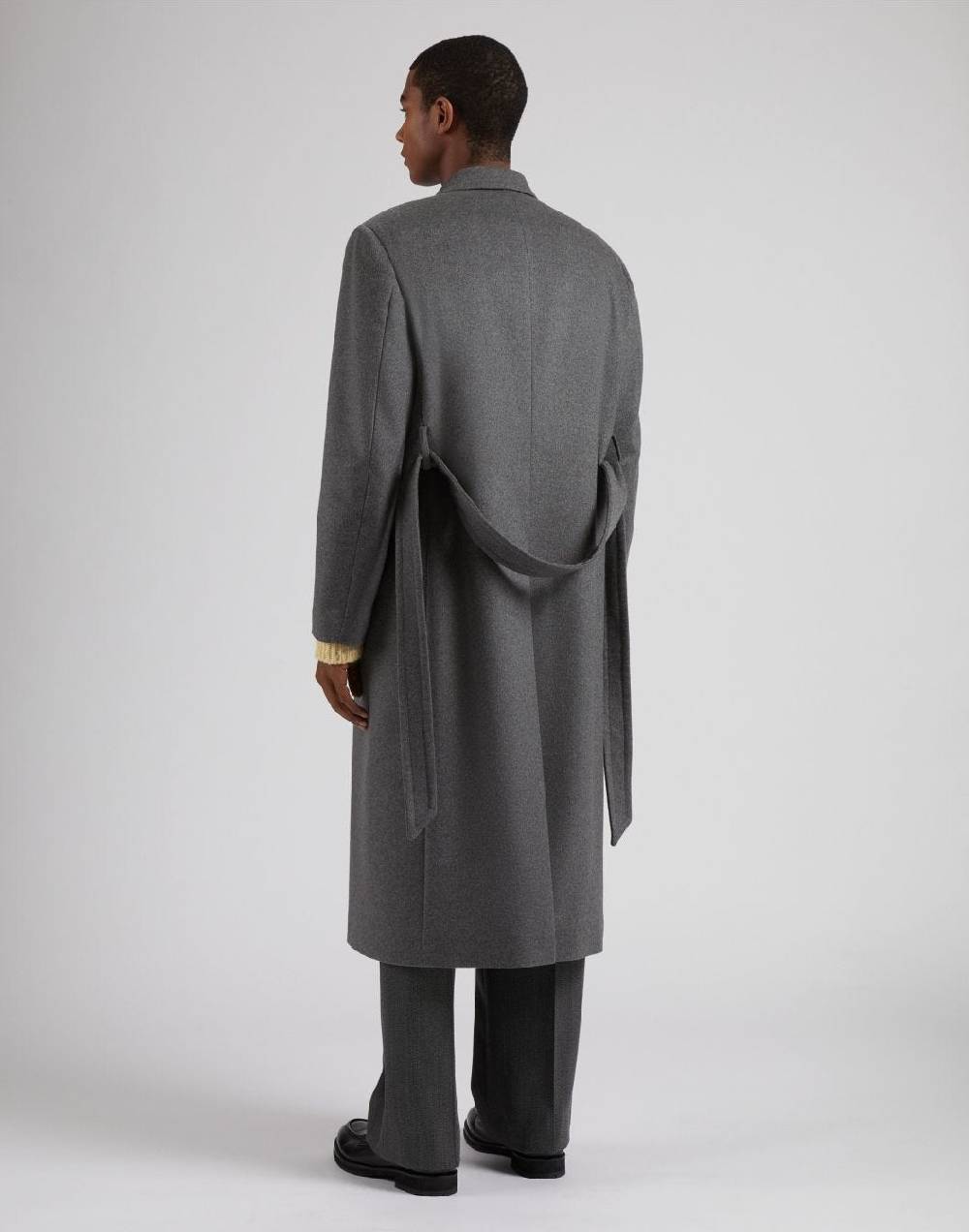 Lardini Cappotto Doppiopetto Grigio In Puro Cashmere Riciclato