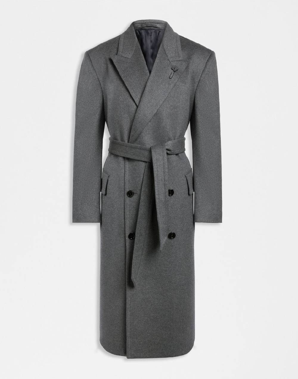 Lardini Cappotto doppiopetto grigio in puro cashmere riciclato