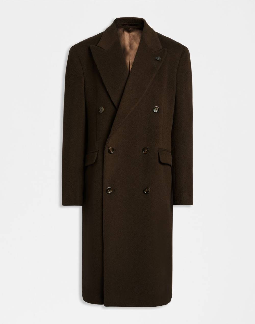 Lardini Cappotto doppiopetto marrone in lana a 6 bottoni