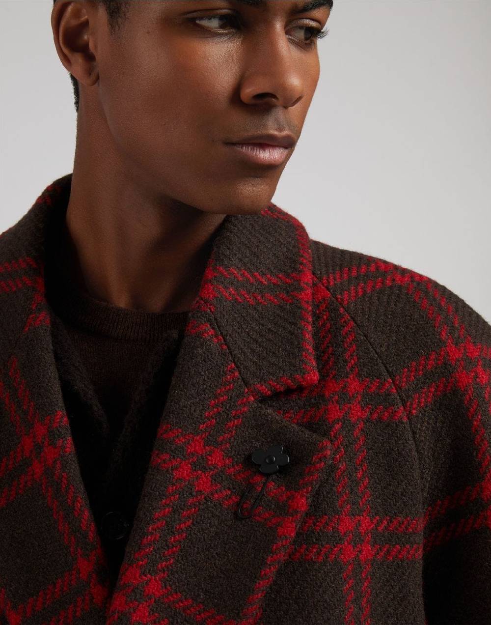 Lardini Cappotto Doppiopetto Maxi Quadro In Lana Inglese Shetland