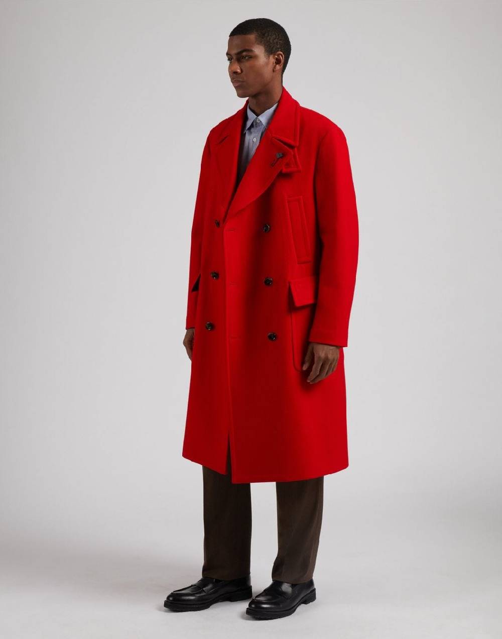 Lardini Cappotto Doppiopetto Rosso In Tessuto Misto Lana