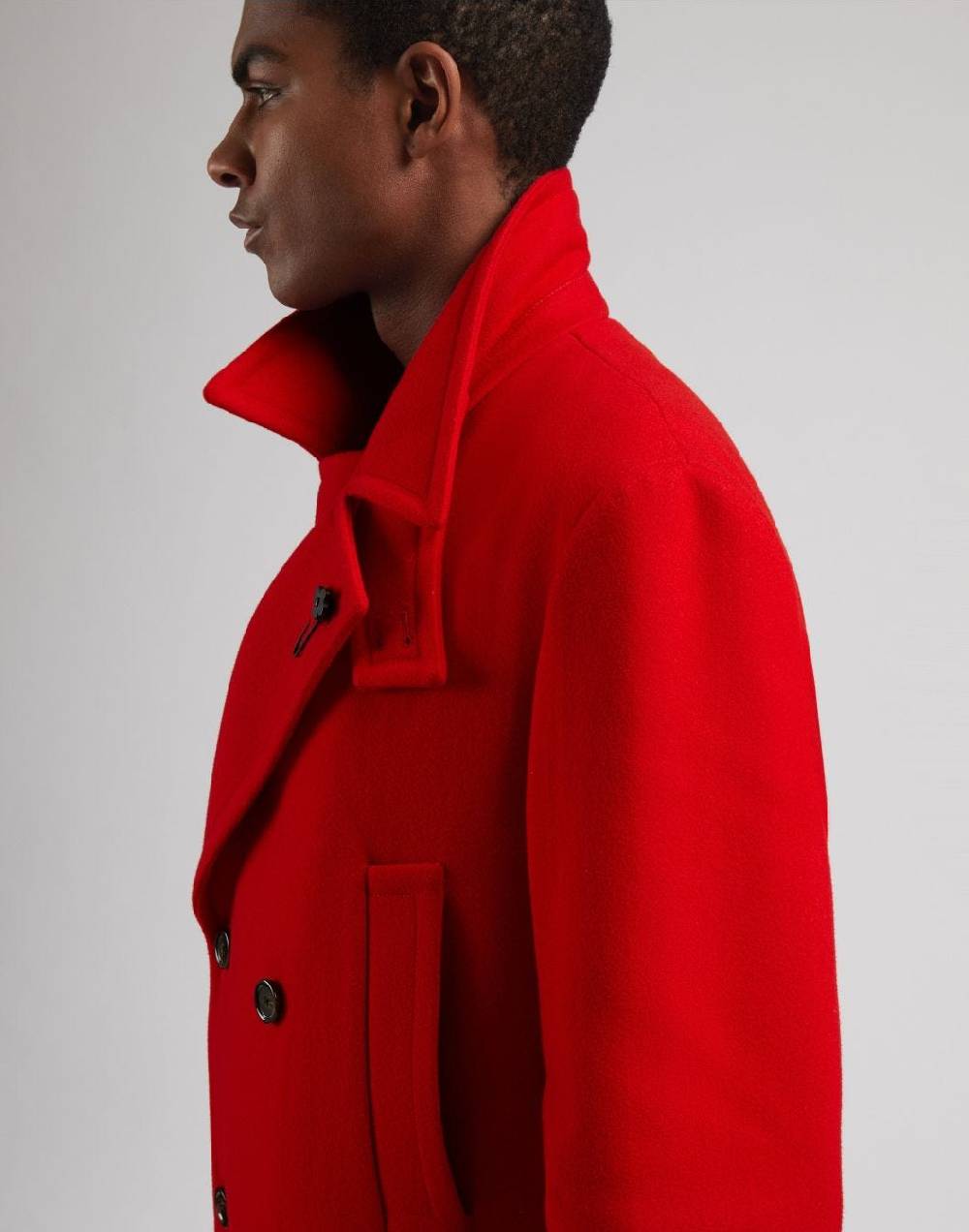Lardini Cappotto Doppiopetto Rosso In Tessuto Misto Lana