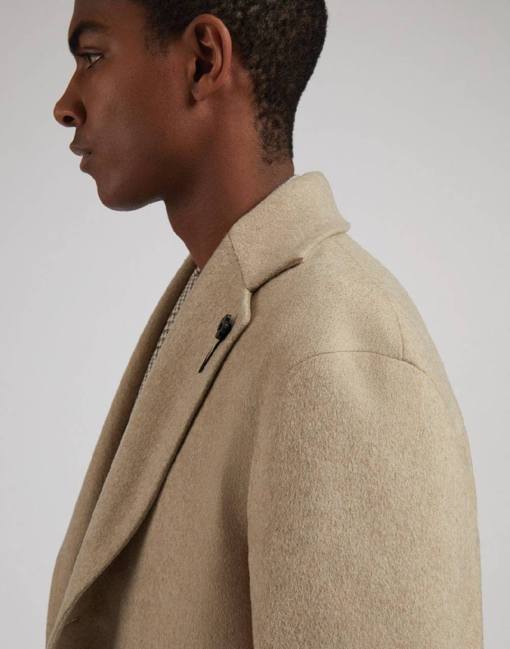 Lardini Cappotto Monopetto Beige In Cashmere Look Beaver