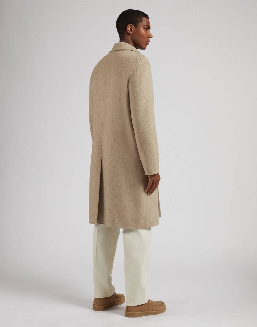 Lardini Cappotto Monopetto Beige In Cashmere Look Beaver