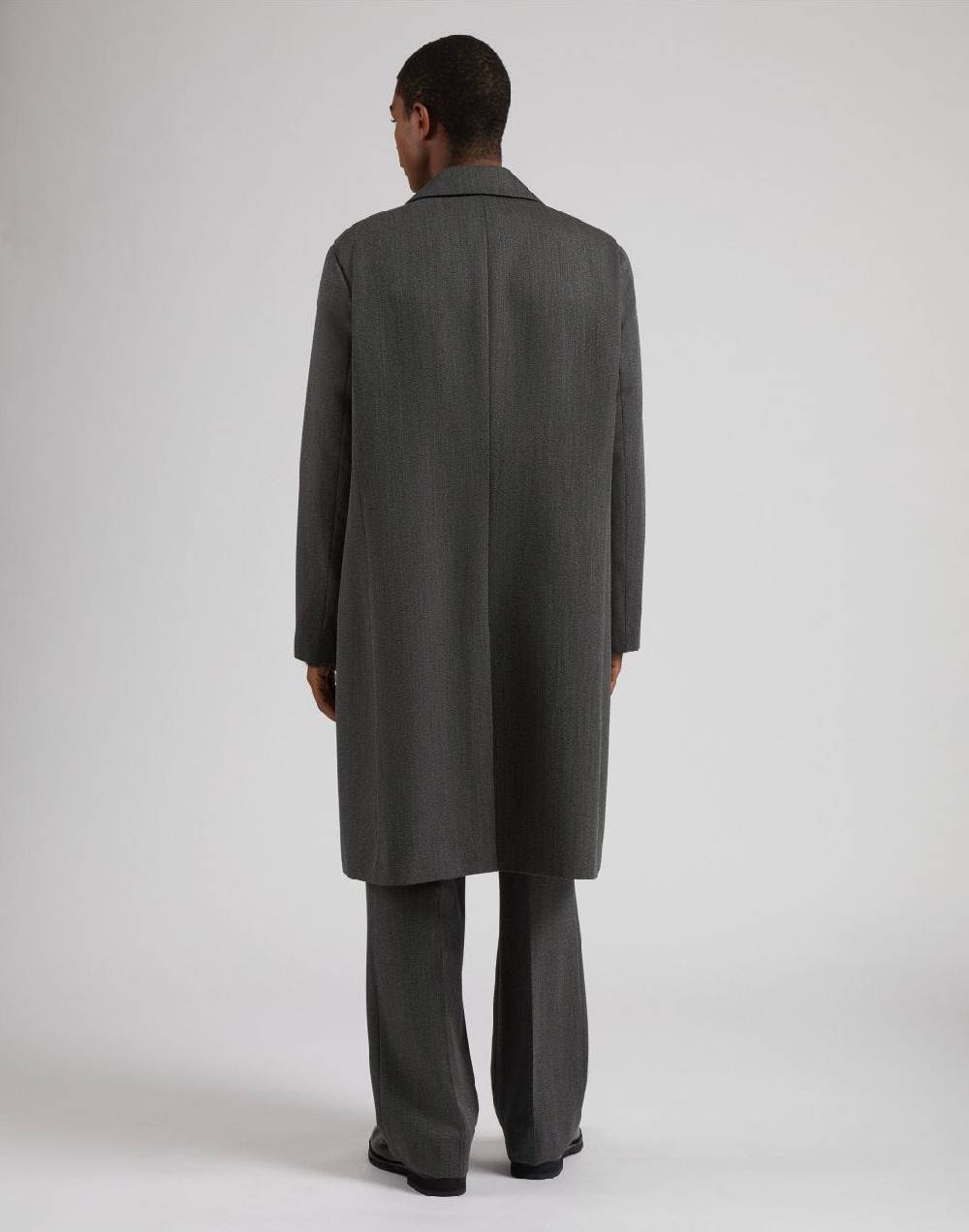 Lardini Cappotto Monopetto Grigio Foderato Con Finta Davanti