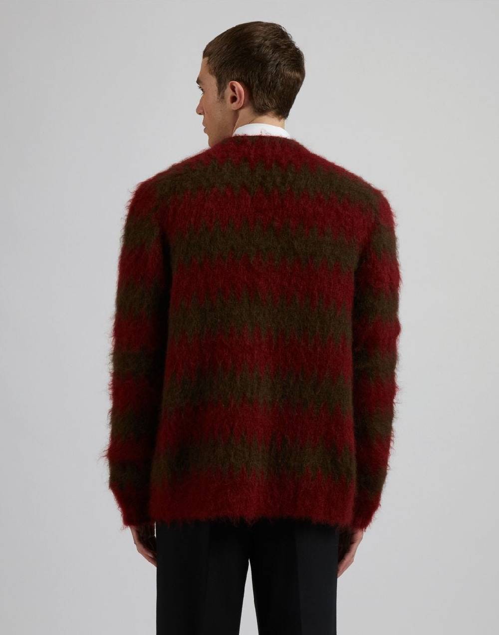 Lardini Cardigan In Kid Mohair Con Lavorazione Jacquard Bicolore