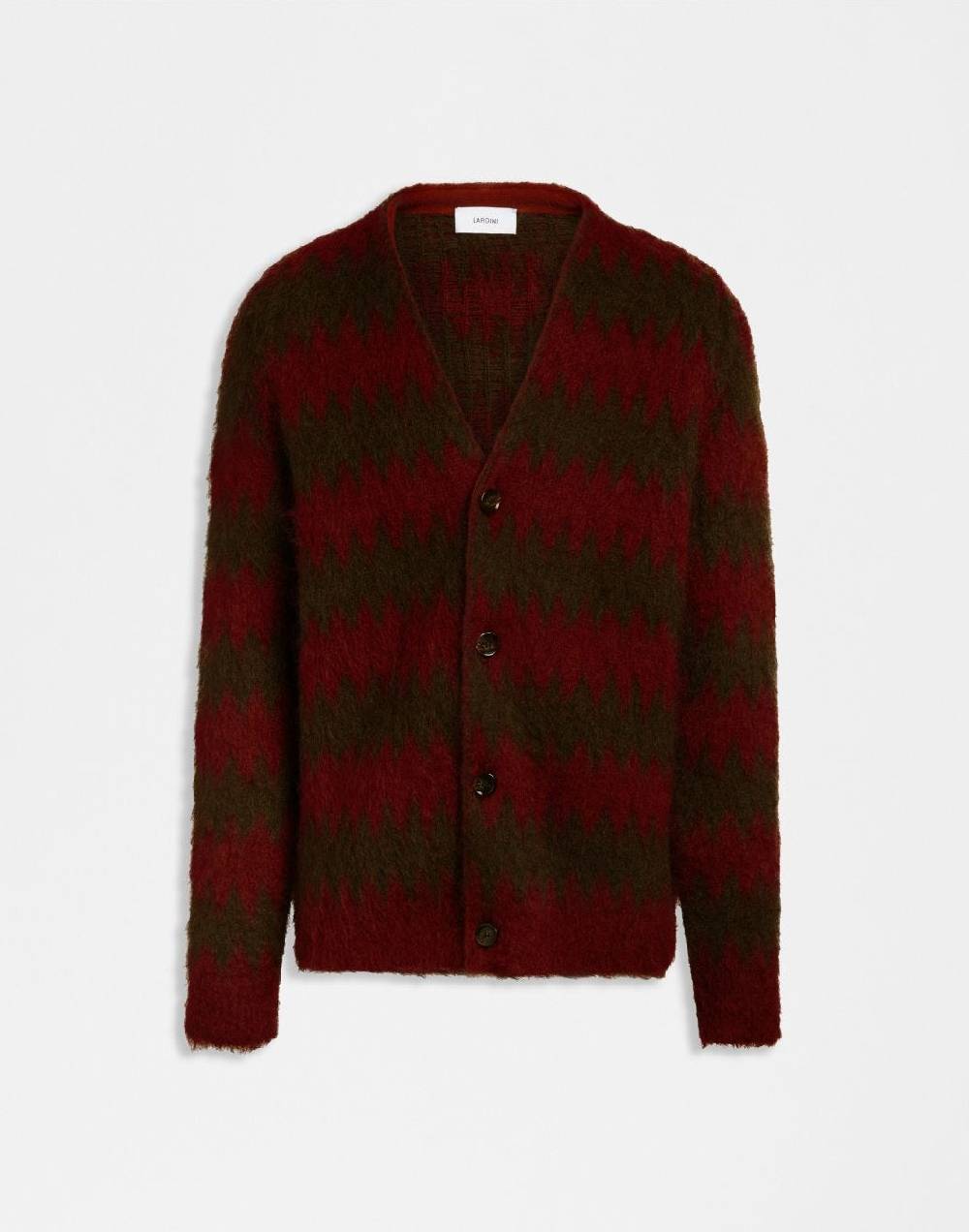 Lardini Cardigan in kid mohair con lavorazione jacquard bicolore
