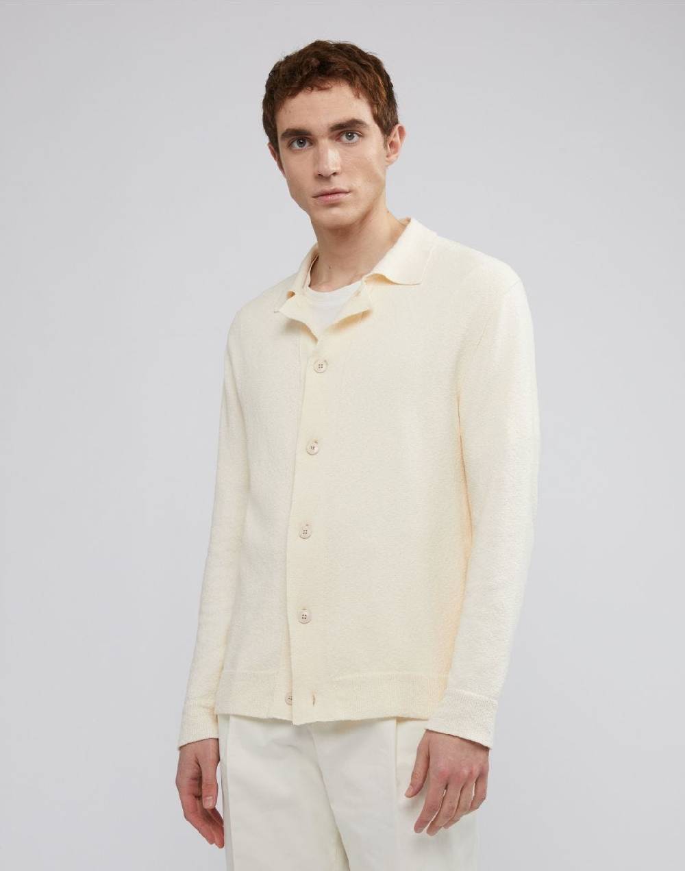 Lardini Cardigan Panna In Cotone E Poliamide Con Bottoni