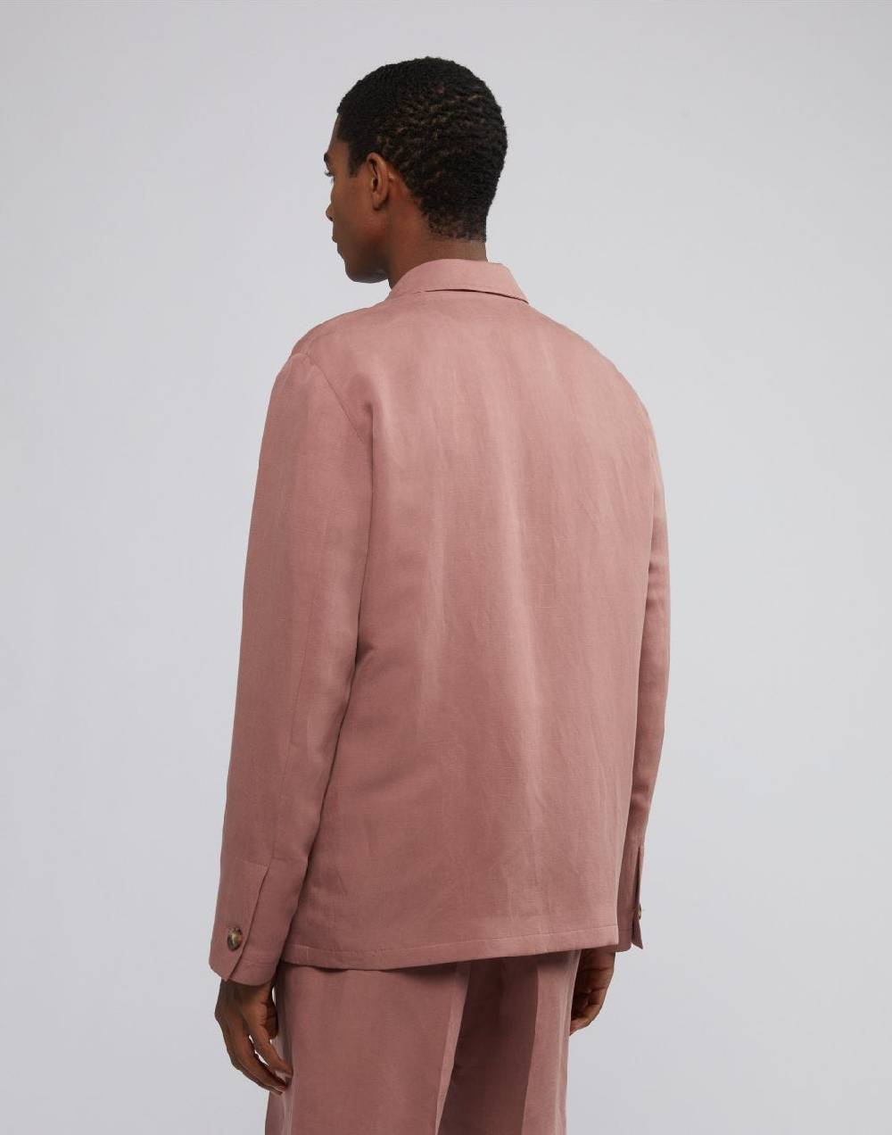 Lardini Giacca Camicia Rosa In Lino E Micro Tencel 4 Tasche