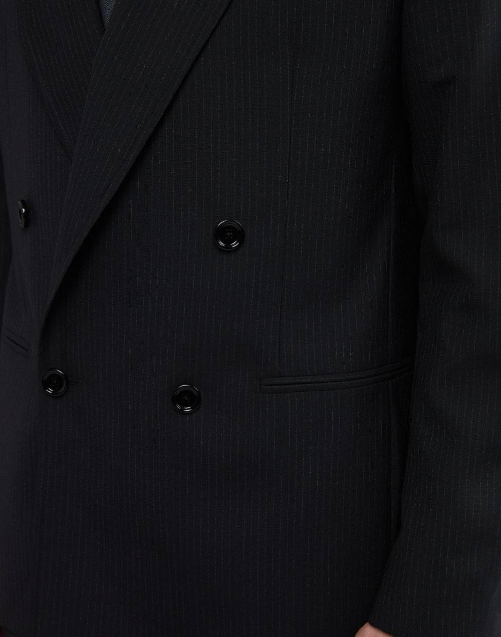 Lardini Giacca Doppiopetto Attitude Nera Con Gessatura A Contrasto