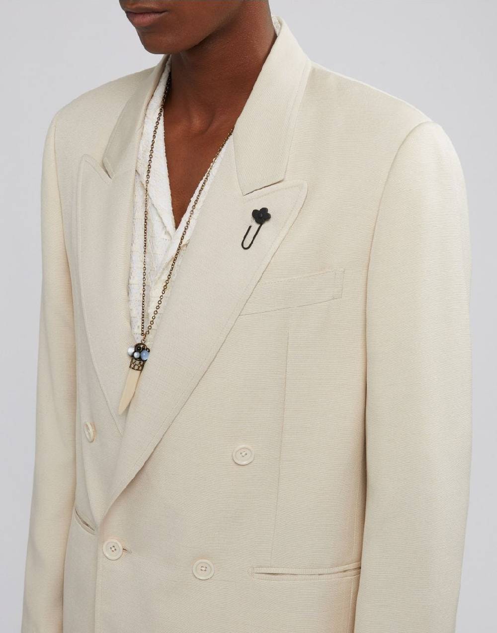 Lardini Giacca Doppiopetto Attitude Panna In Viscosa E Seta