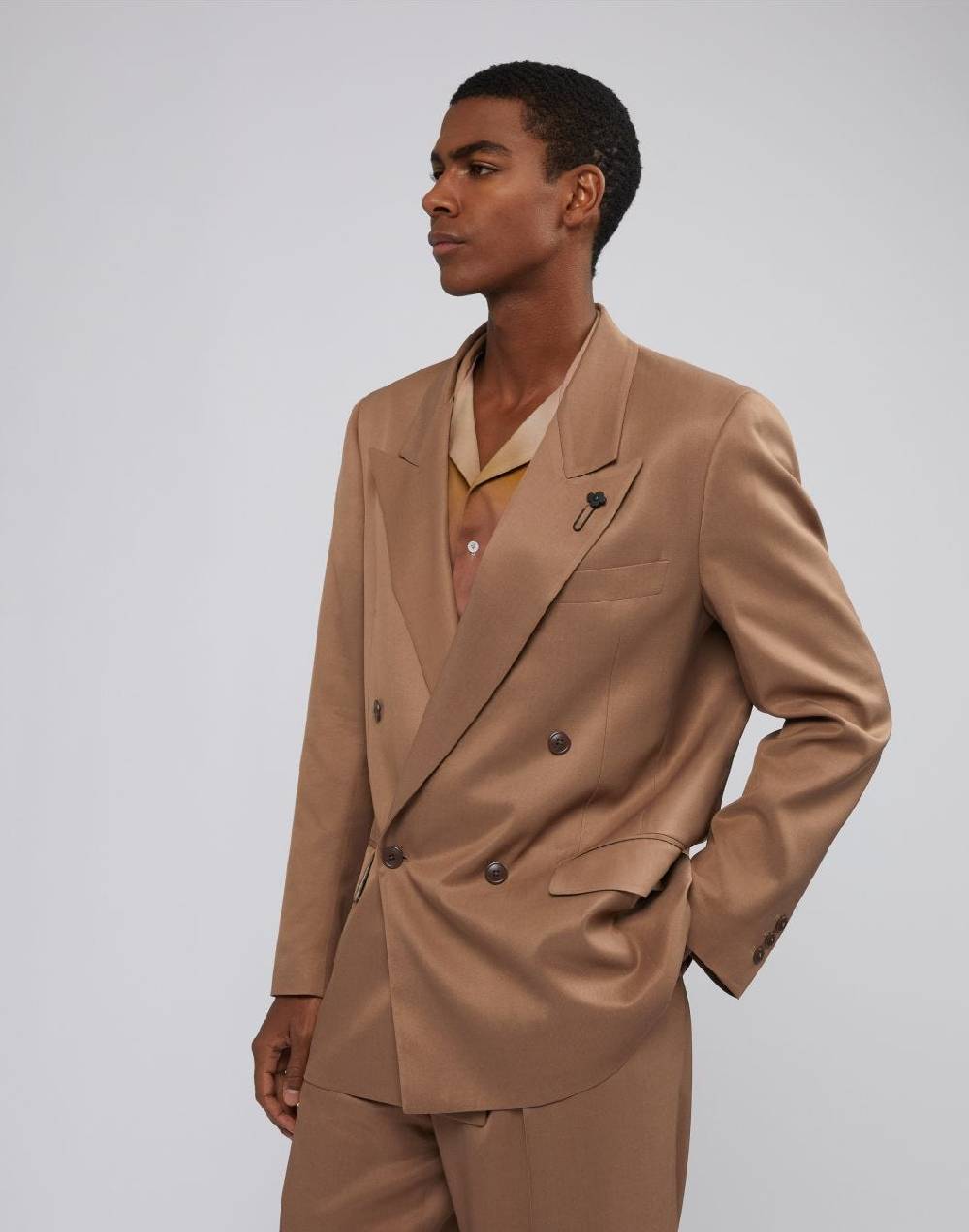 Lardini Giacca Doppiopetto Miami In Viscosa Nocciola