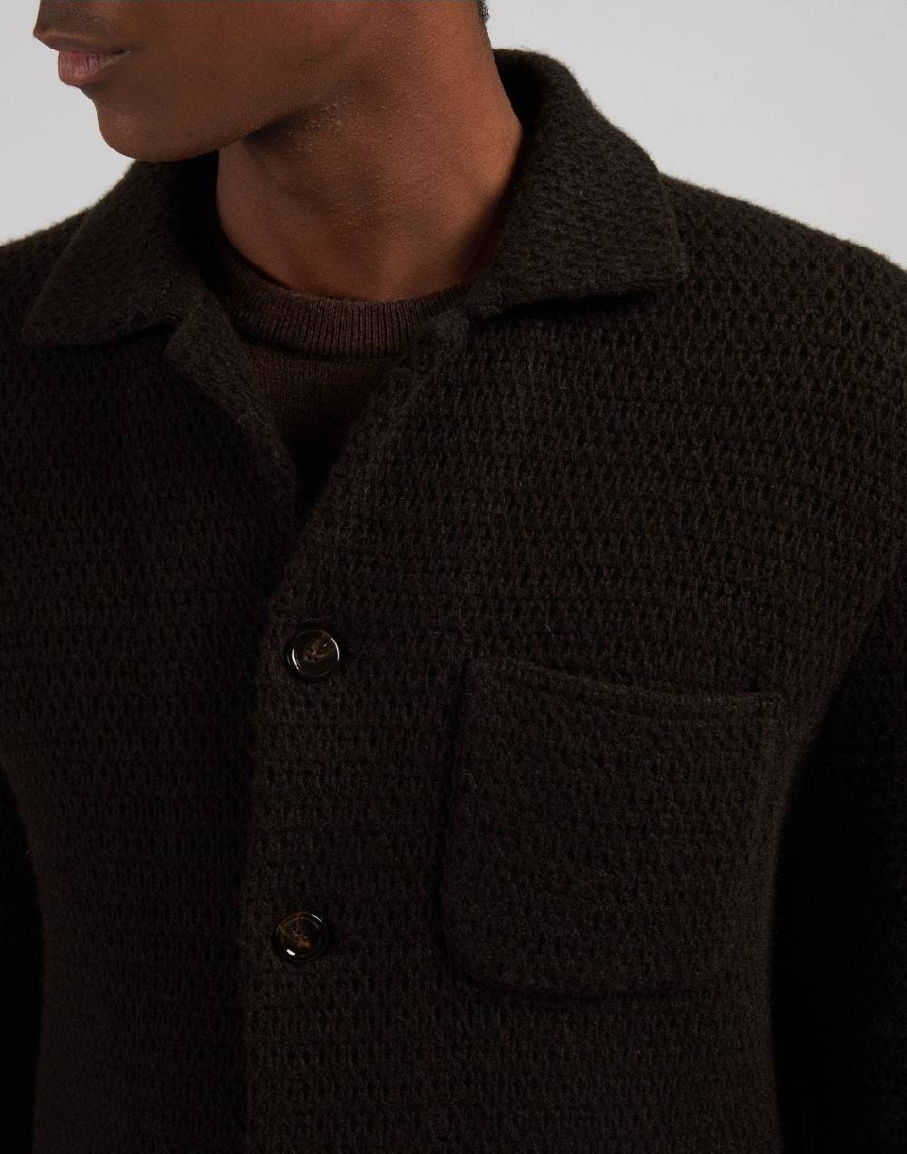 Lardini Giacca Maglia Marrone In 100% Cashmere Ecologico