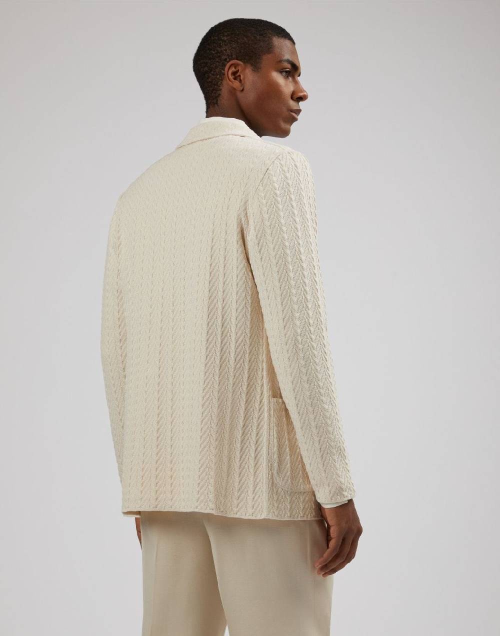 Lardini Giacca Maglia Panna In Filato Di Cotone Compatto