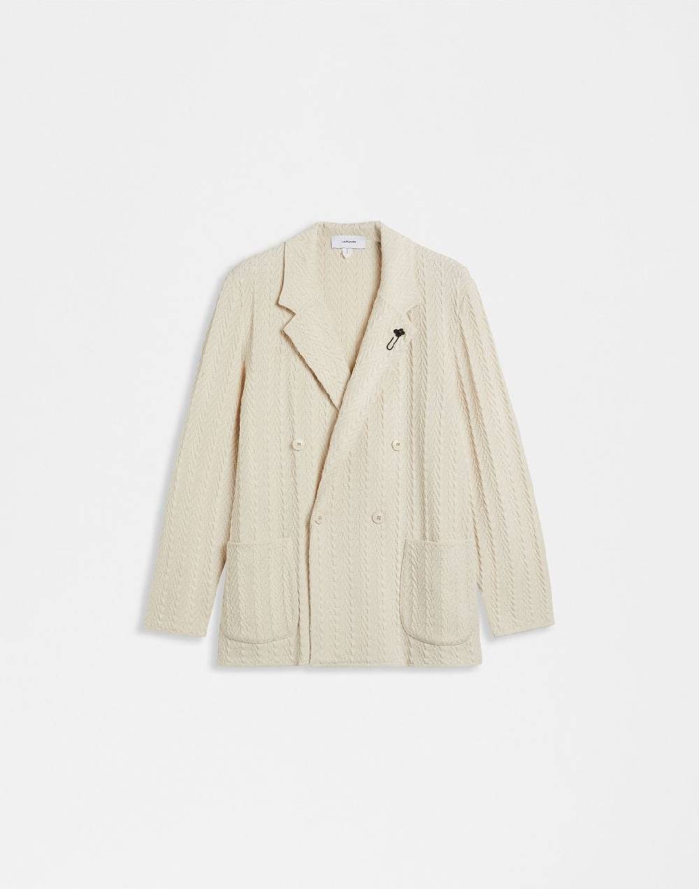 Lardini Giacca maglia panna in filato di cotone compatto