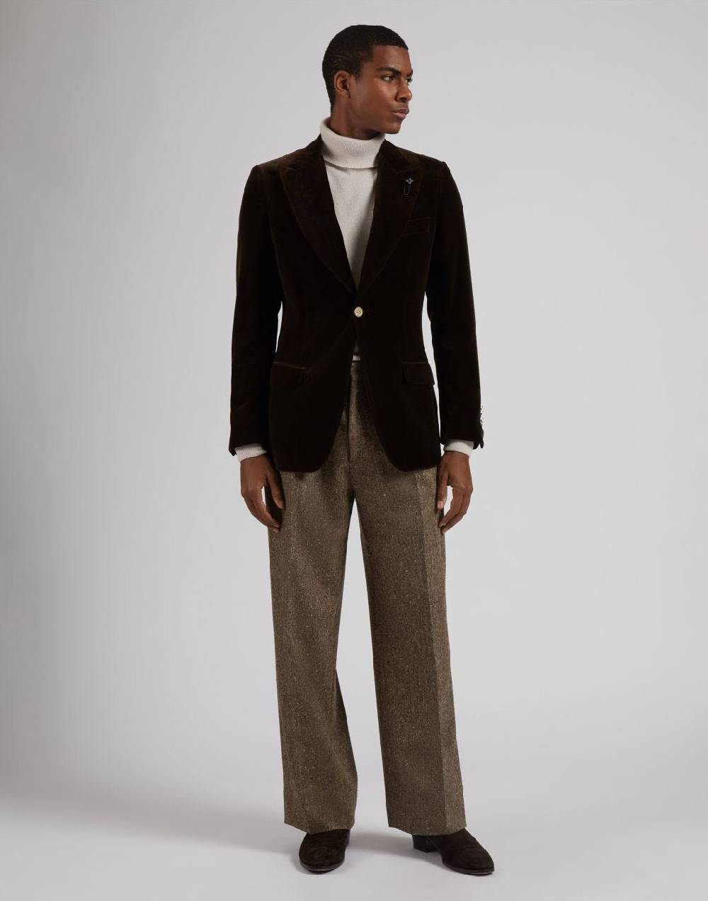 Lardini Giacca Monopetto Attitude In Velluto Liscio Marrone