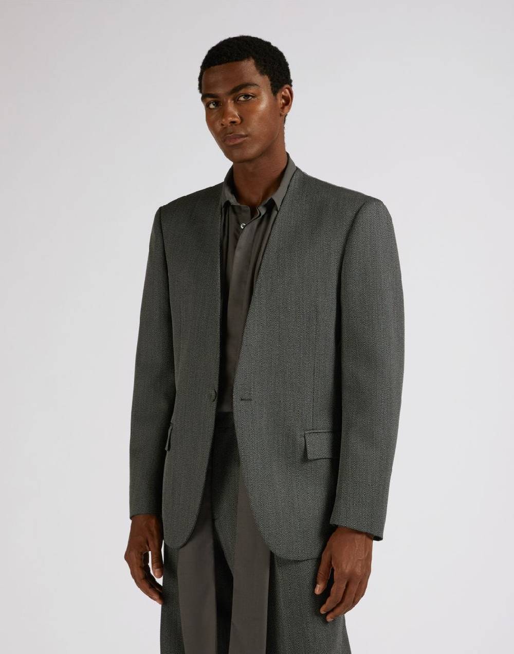 Lardini Giacca Monopetto Attitude Senza Rever In Lana Grigio-bianco